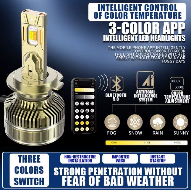 h4 r80 led bulb app controlled